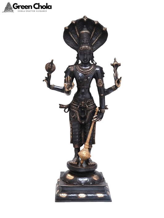 32-inch Large Four-armed Vishnu Brass Statue | Indian Handcrafted Idol