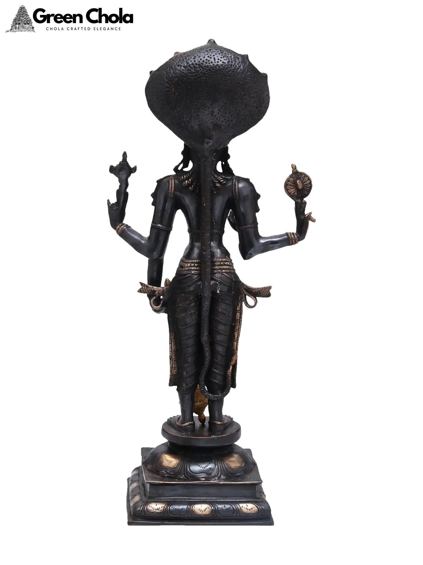 32-inch Large Four-armed Vishnu Brass Statue | Indian Handcrafted Idol