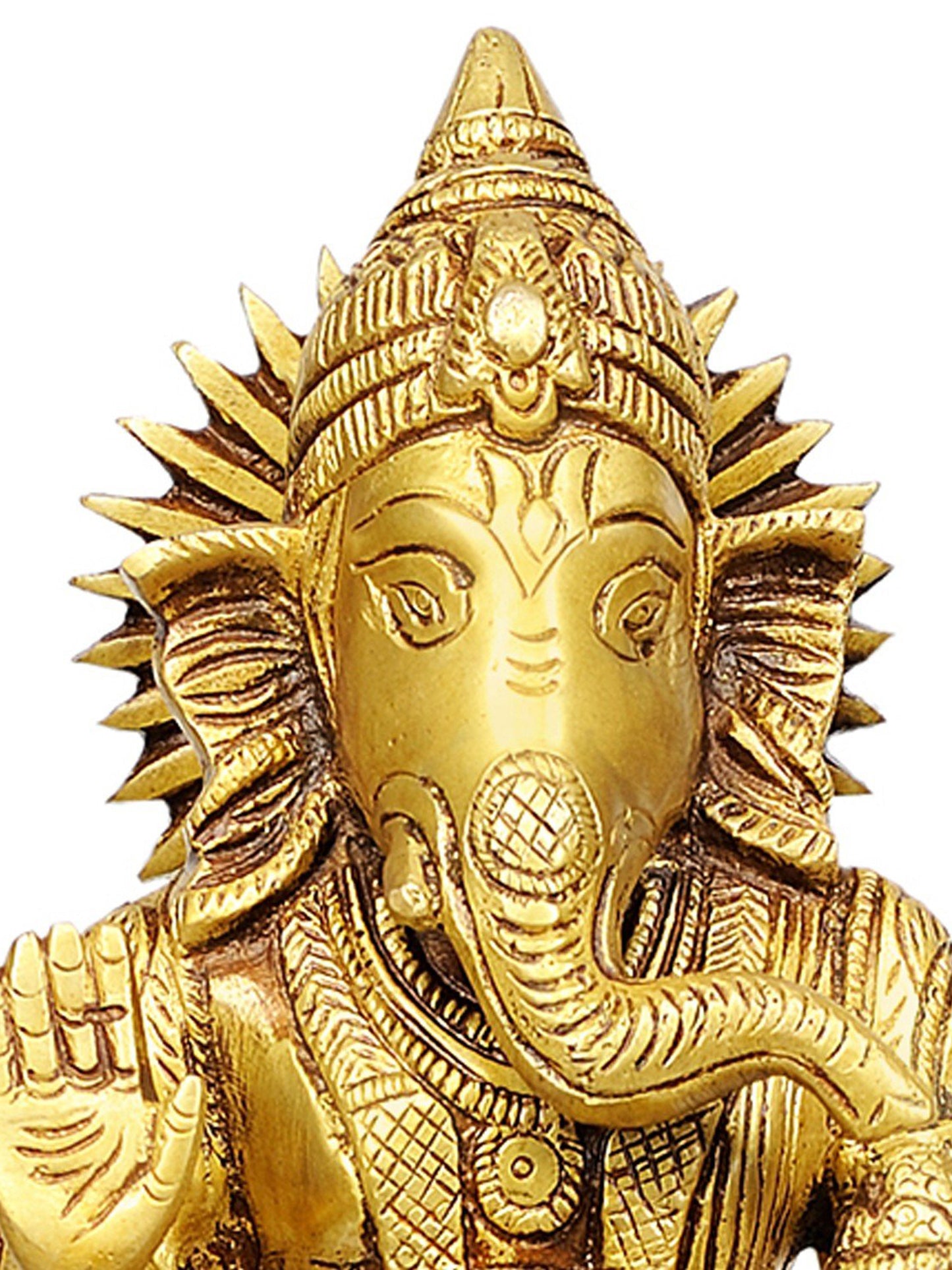 15" Standing Ganesha Lamps With Many Bells In Brass | Brass Lamp For Temple