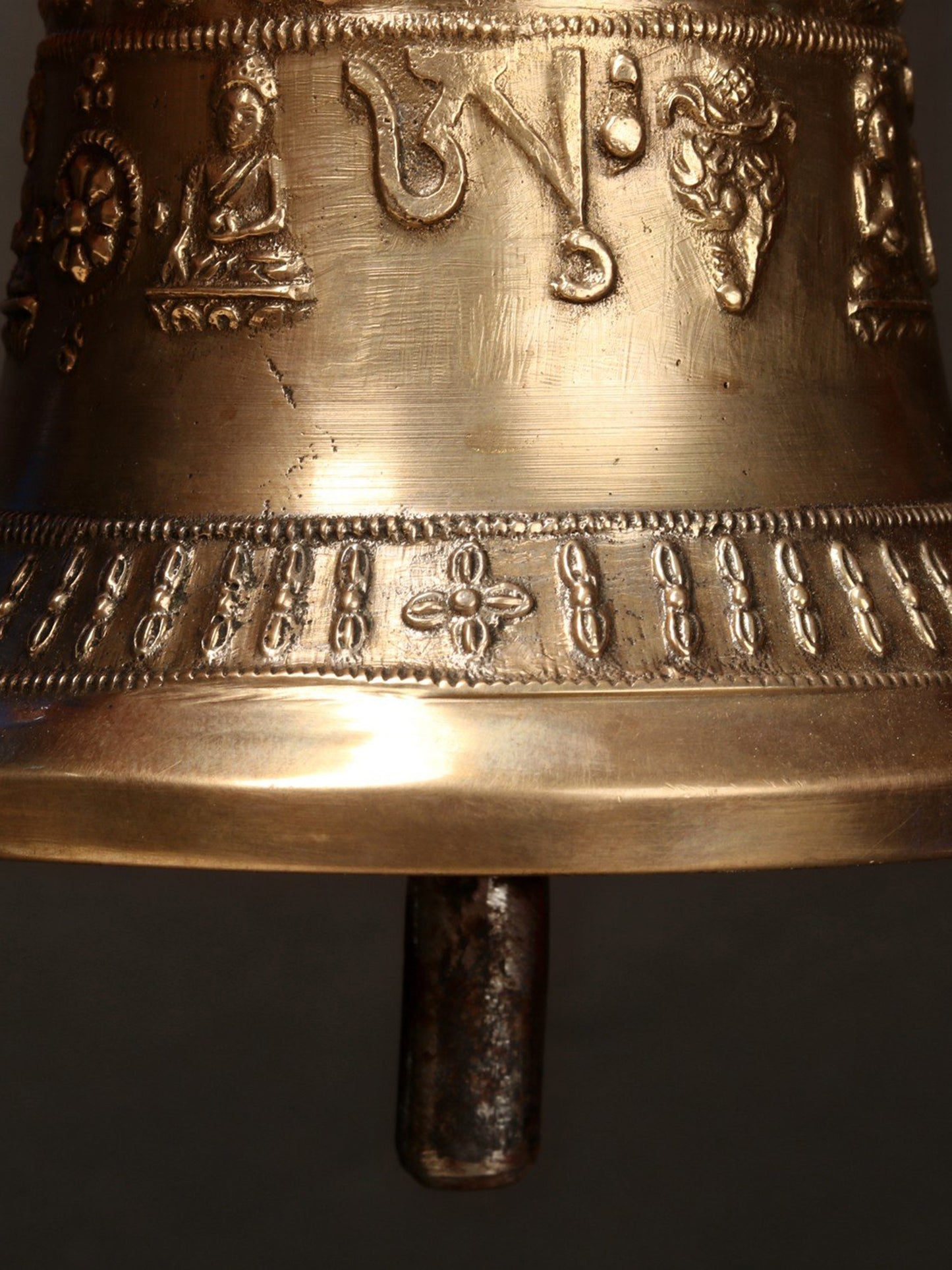 7" Tibetan Buddhist Brass Bell Dorje | Brass Bell For Temple | Designer Bell In Bronze, Brass And Iron