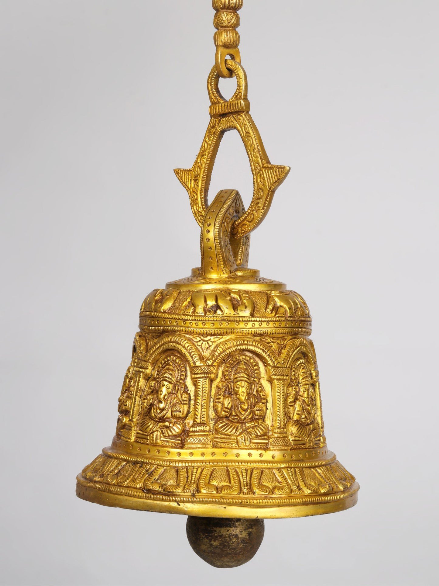 Ashta-Vinayaka Temple Hanging Bell In Brass With Two Sizes | Brass Bell For Temple | Designer Bell