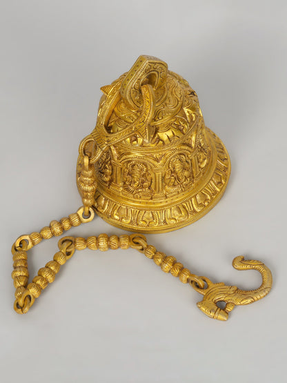 Ashta-Vinayaka Temple Hanging Bell In Brass With Two Sizes | Brass Bell For Temple | Designer Bell