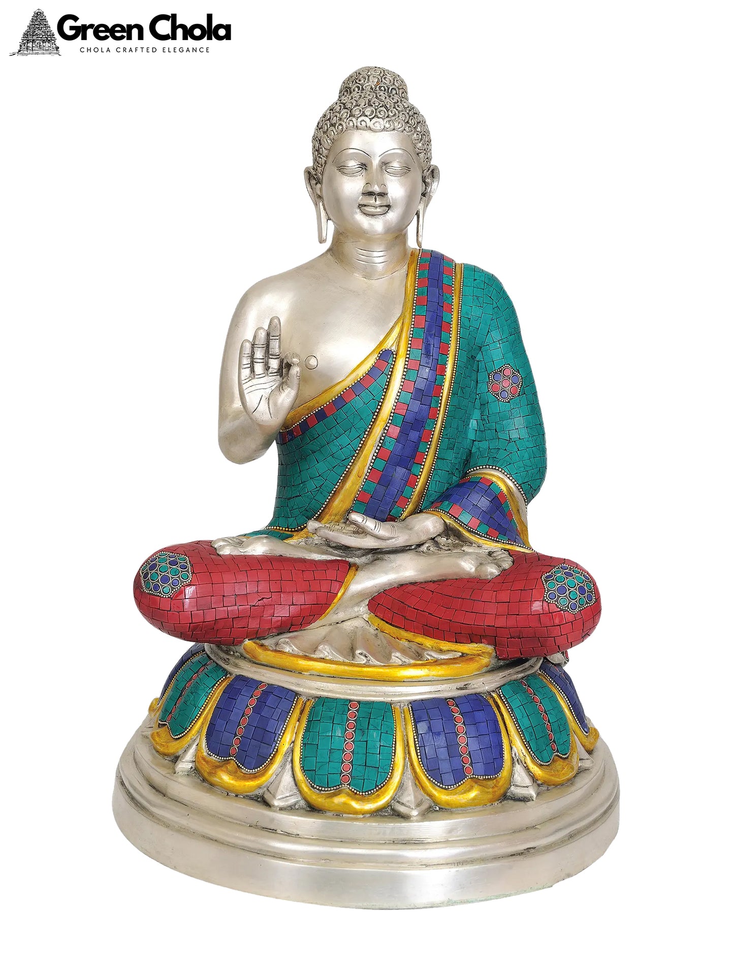 22-inch Large Lord Buddha Brass Statue in Vitarka Mudra