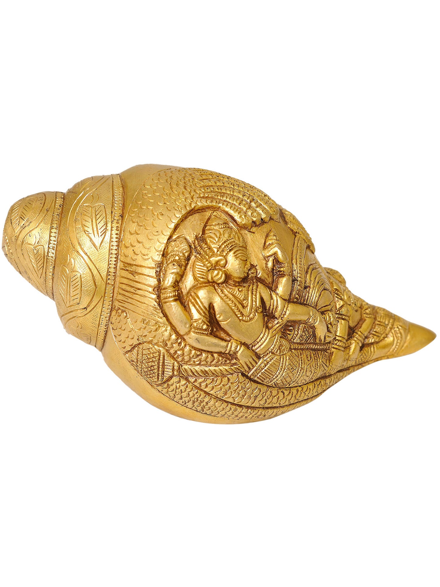 6" Sheshshayi Vishnu Conch in Brass | Handmade Conch | Made in India