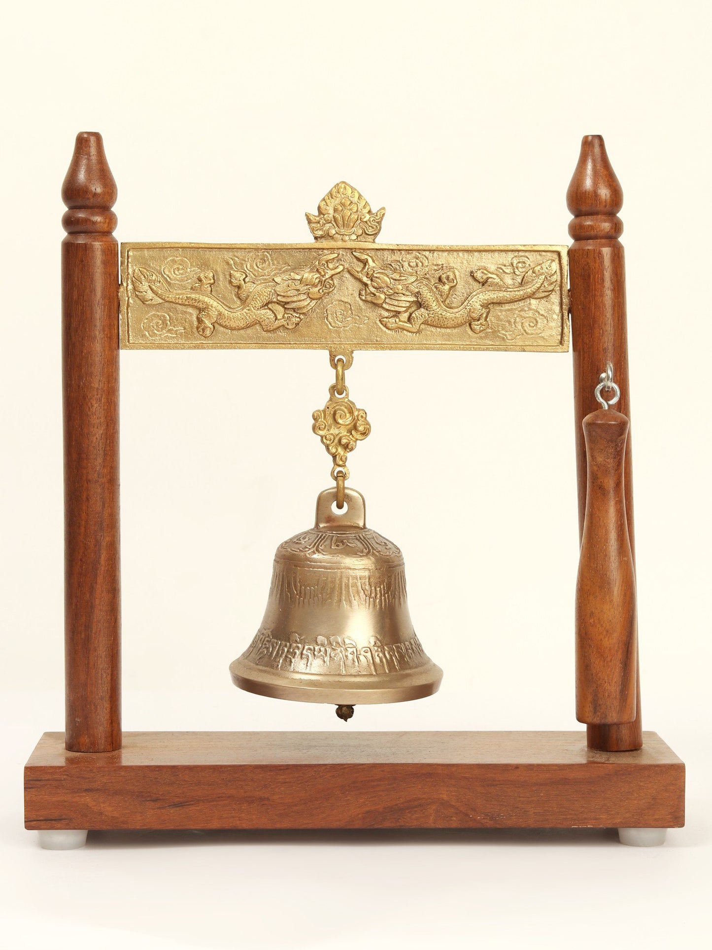 11" Tibetan Buddhist Monastery Bell With Clapper | Bronze, Brass And Wood Bell For Table | Designer Bell