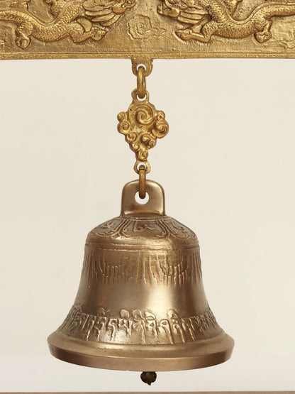 11" Tibetan Buddhist Monastery Bell With Clapper | Bronze, Brass And Wood Bell For Table | Designer Bell