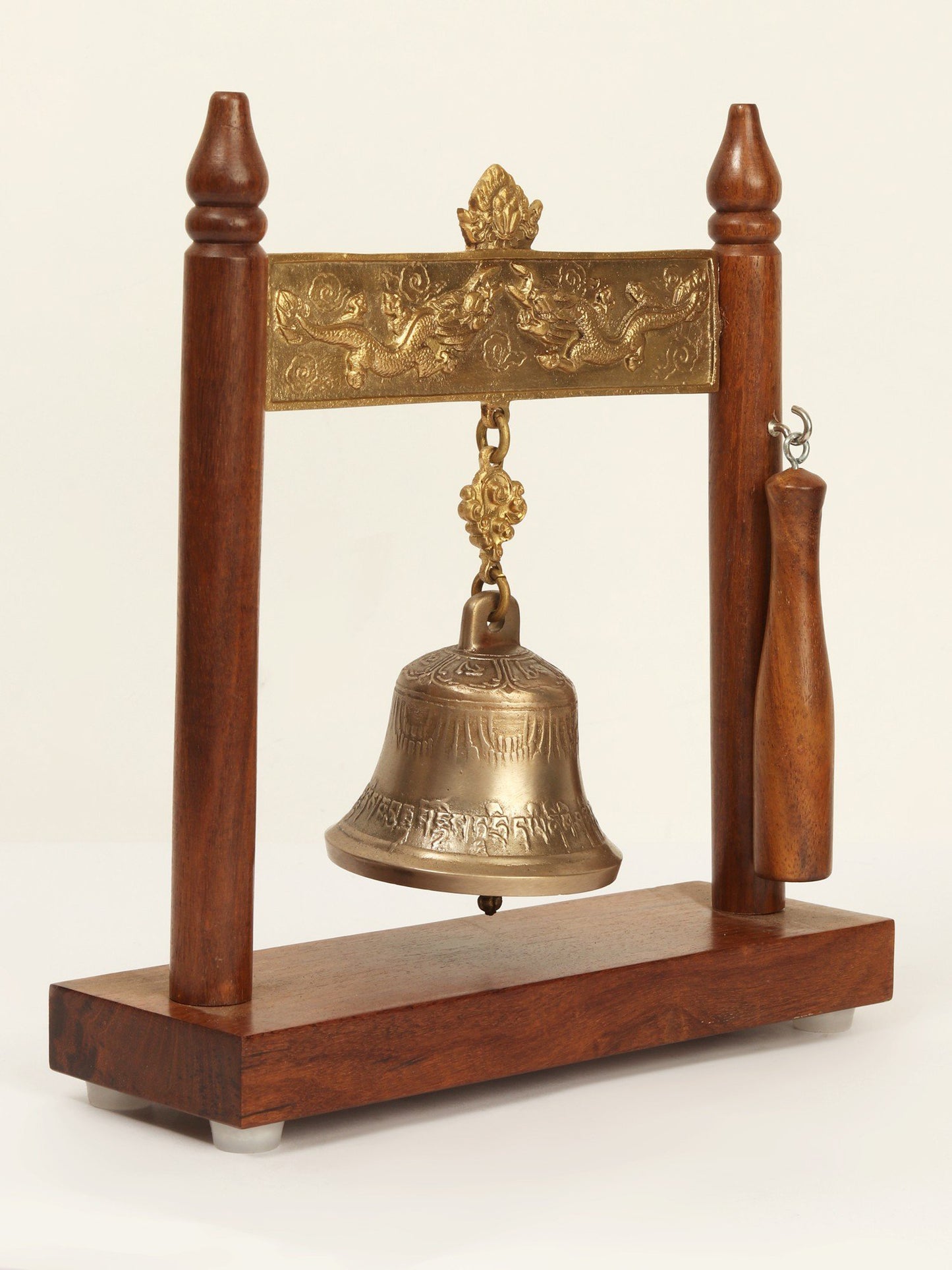 11" Tibetan Buddhist Monastery Bell With Clapper | Bronze, Brass And Wood Bell For Table | Designer Bell