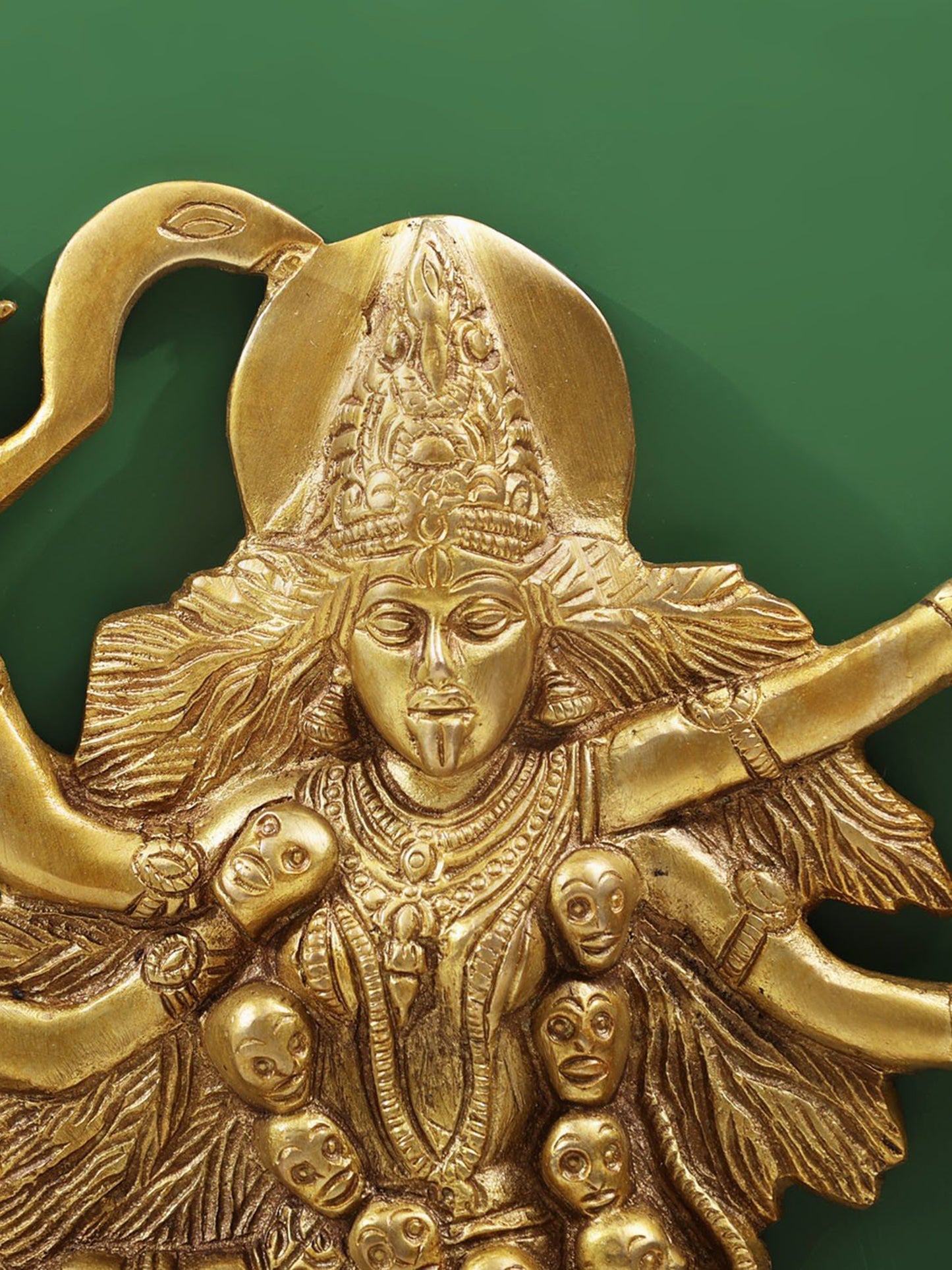 15" Goddess Kali Wall Hanging Lamps With Bells In Brass | Brass Lamp For Temple | Designer Lamp