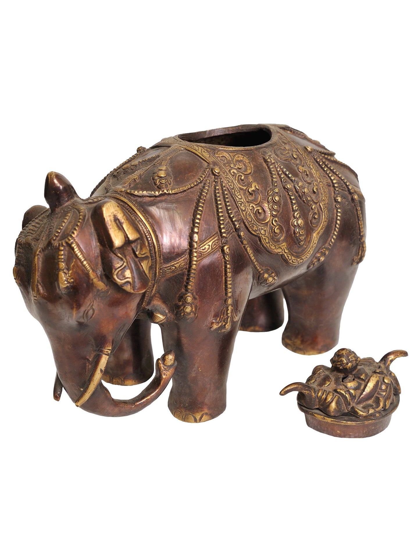 9" Elephant Incense Burner (Tibetan Buddhist) in Brass | Handmade | Made in India