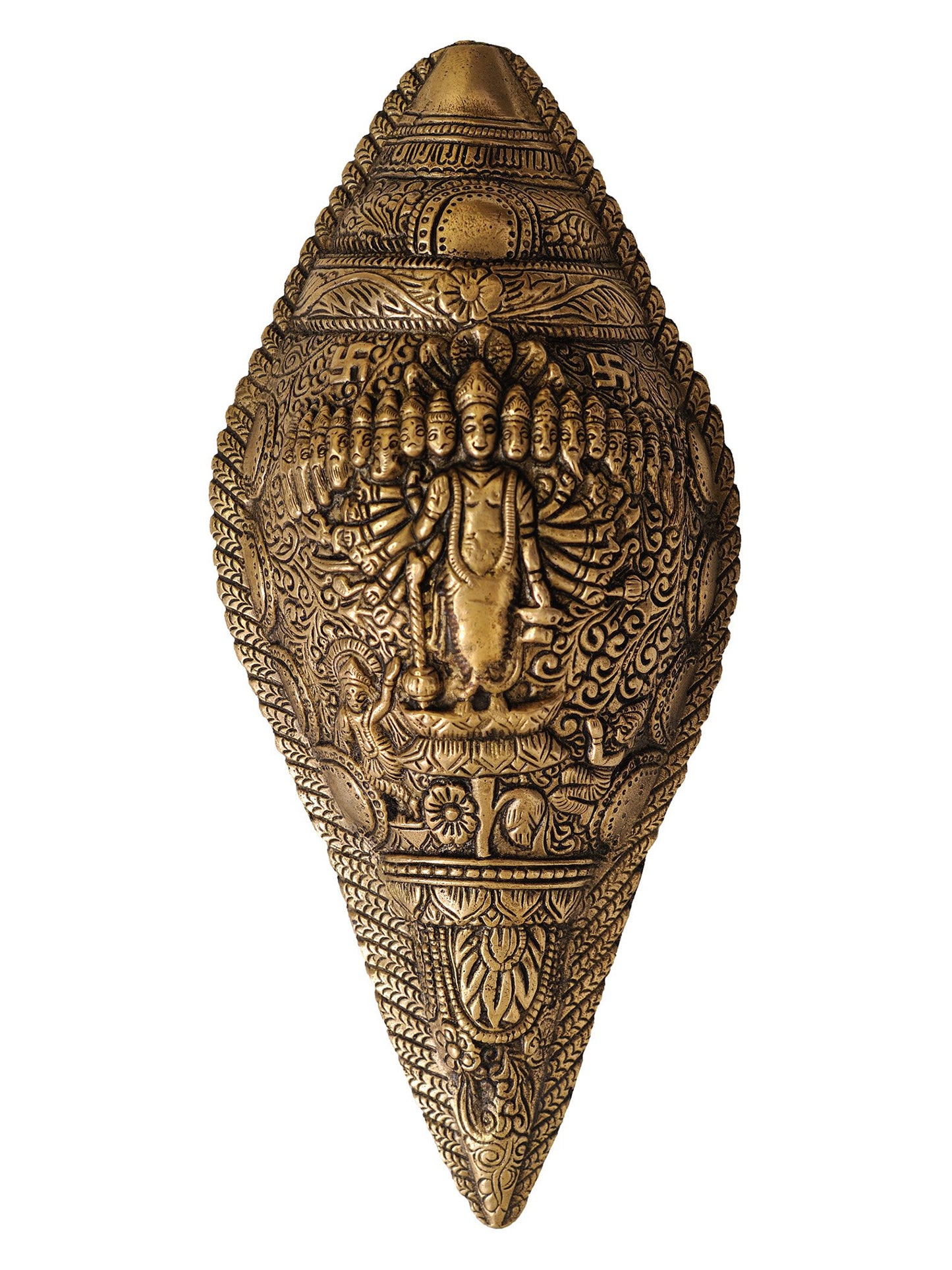 10" Vishvarupa Conch Shaped Wall Hanging in Brass | Handmade | Made in India