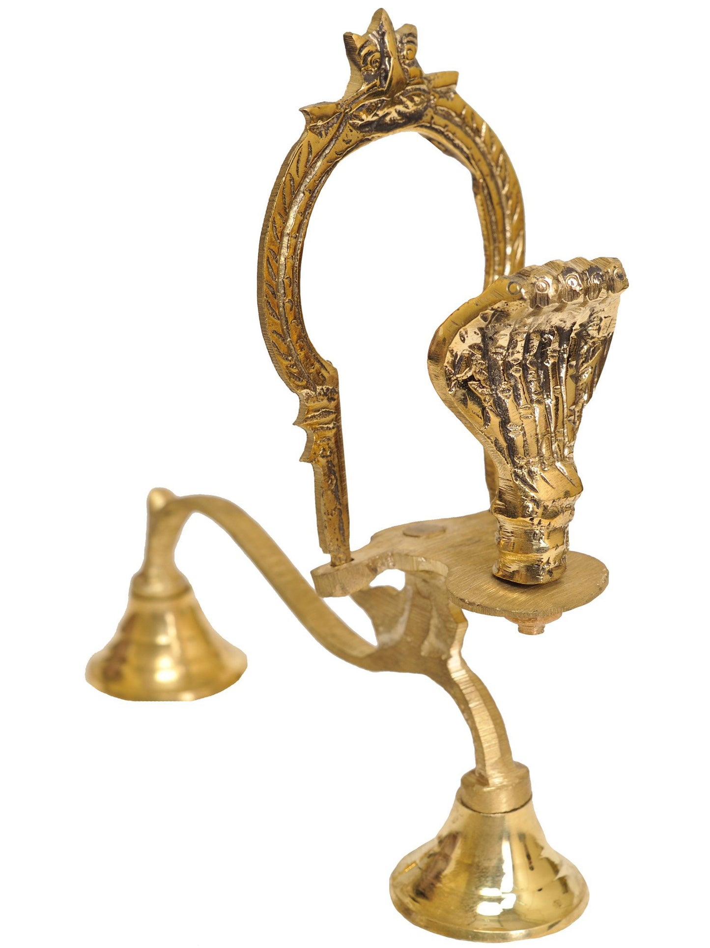 7” Five-Hooded Serpent Sodash Upchar Lamp in Brass | Handmade | Made in India