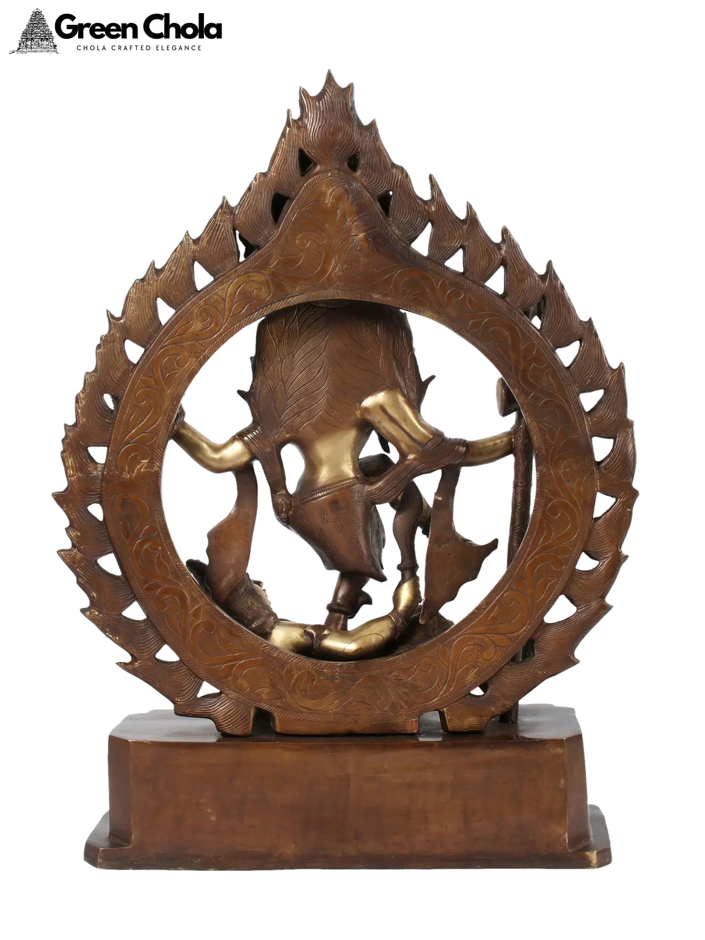 26-inch Brass Nataraja Statue with Raging-Fire Halo - Handcrafted Indian Idol