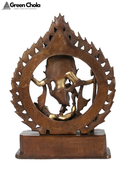 26-inch Brass Nataraja Statue with Raging-Fire Halo - Handcrafted Indian Idol