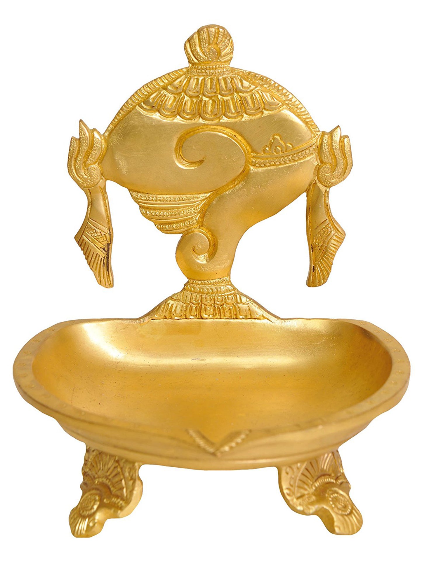 6" Large Vaishnava Symbol Lamps | Handmade Lamp | Brass Lamp | Puja & Ritual Item