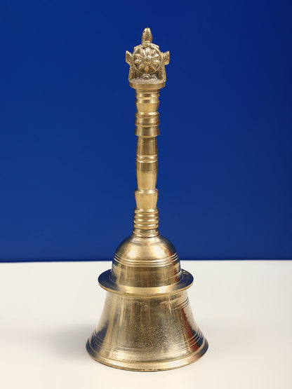 Vaishnava Chakra Handheld Brass Bell For Pooja | Handmade Brass Bell