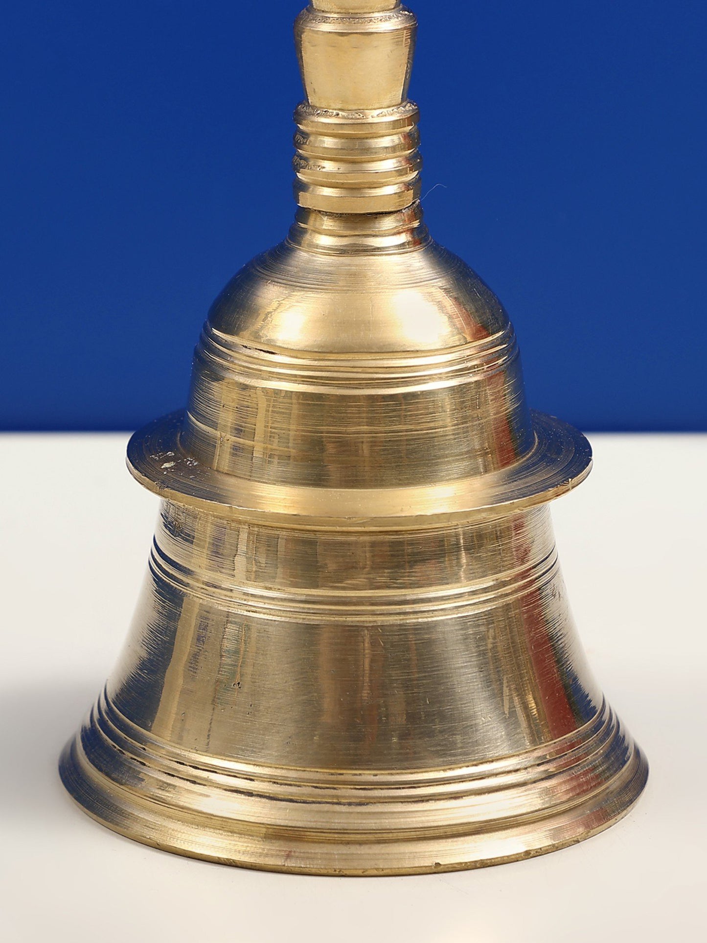 Vaishnava Chakra Handheld Brass Bell For Pooja | Handmade Brass Bell