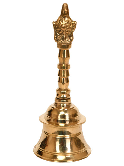 Vaishnava Chakra Handheld Brass Bell For Pooja | Handmade Brass Bell