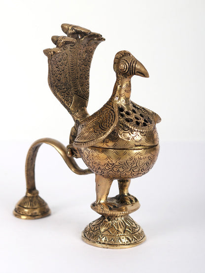 7" Peacock Incense Burner in Brass | Handmade | Made in India