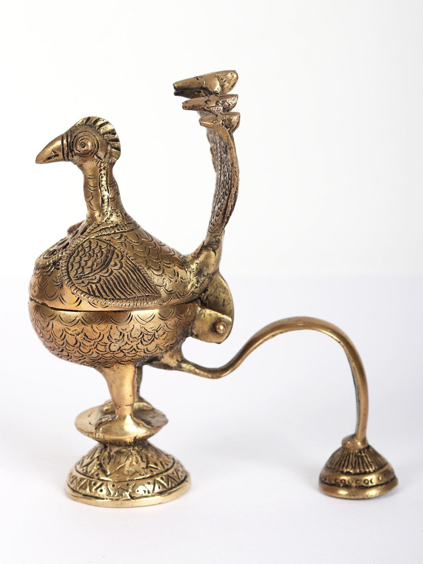 7" Peacock Incense Burner in Brass | Handmade | Made in India