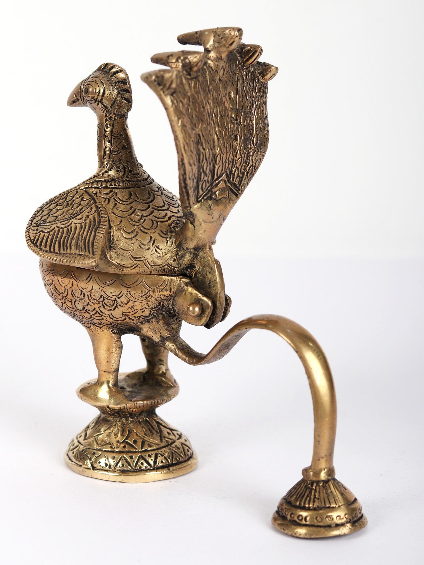 7" Peacock Incense Burner in Brass | Handmade | Made in India