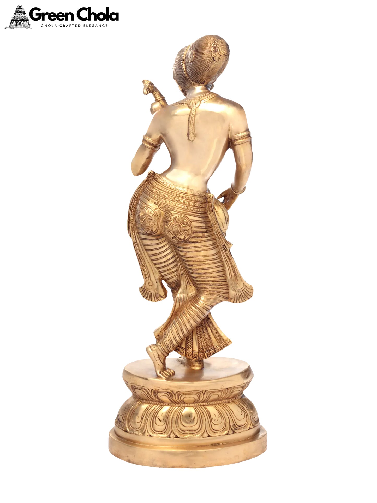 35-inch Large Standing Goddess Saraswati Brass Statue