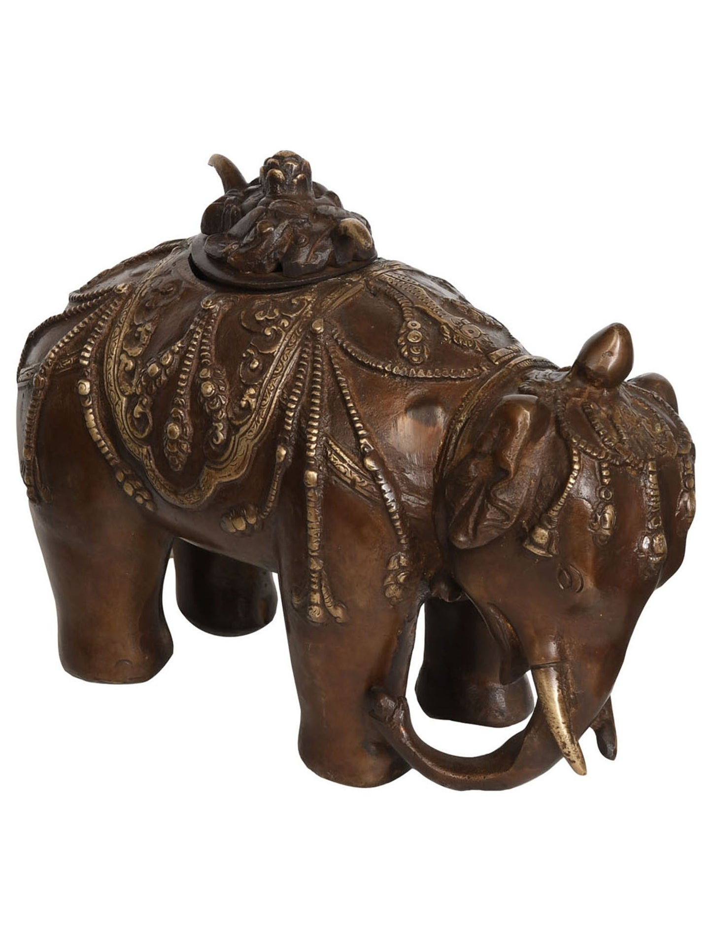 7" Elephant Incense Burner (Tibetan Buddhist) In Brass | Handmade | Made In India