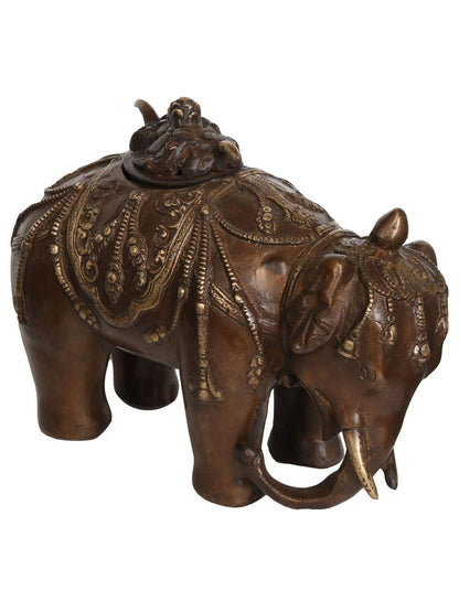 7" Elephant Incense Burner (Tibetan Buddhist) In Brass | Handmade | Made In India