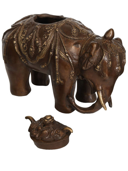 7" Elephant Incense Burner (Tibetan Buddhist) In Brass | Handmade | Made In India