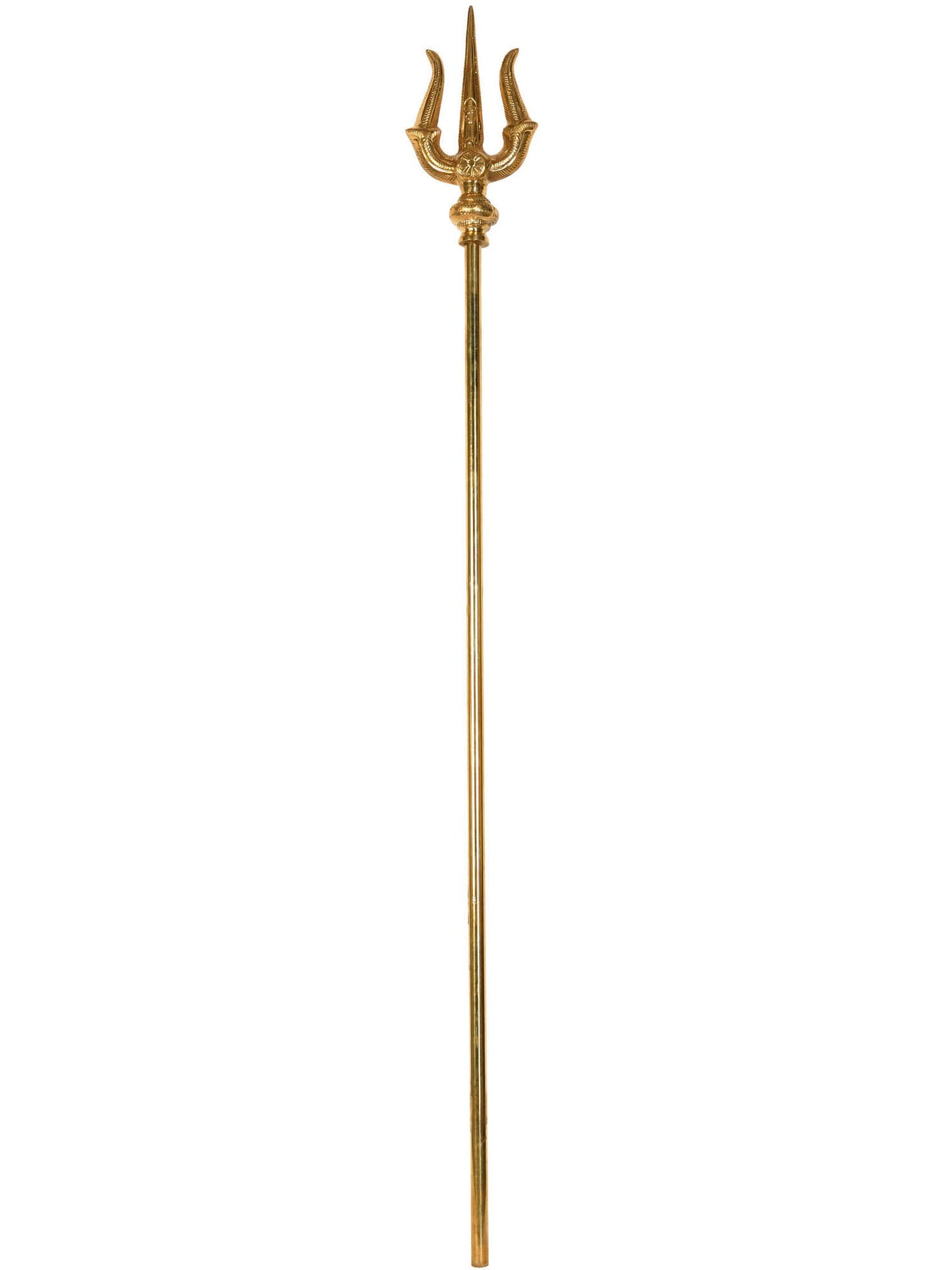 36" Trident With Sacred Symbols In Brass | Handmade Brass Trident