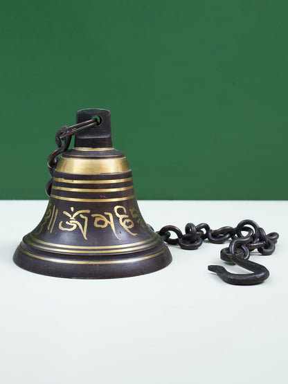 Tibetan Buddhist Ritual Bell with Sacred Mantras | Handmade