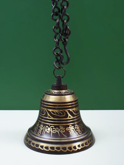 Tibetan Buddhist Ritual Bell with Sacred Mantras | Handmade