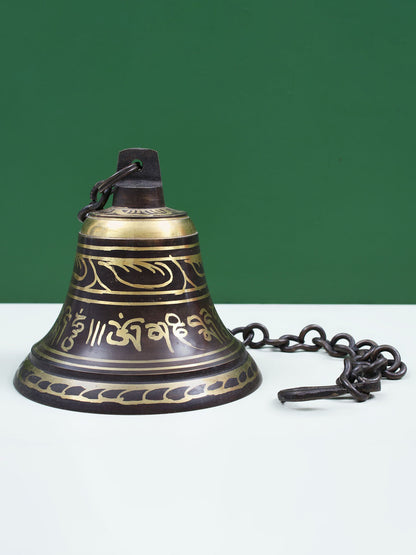 Tibetan Buddhist Ritual Bell with Sacred Mantras | Handmade