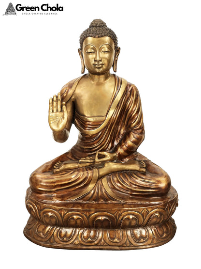 67-Inch Lord Buddha in Vitarka Mudra Brass Statue