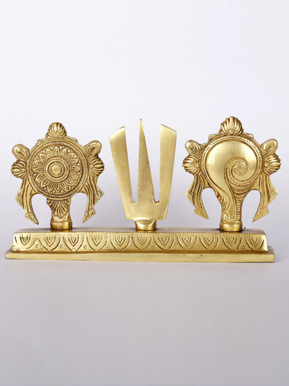 9" Vaishnava Symbols In Brass | Handmade Symbols | Brass Sculpture