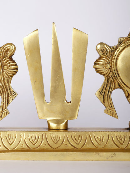 9" Vaishnava Symbols In Brass | Handmade Symbols | Brass Sculpture