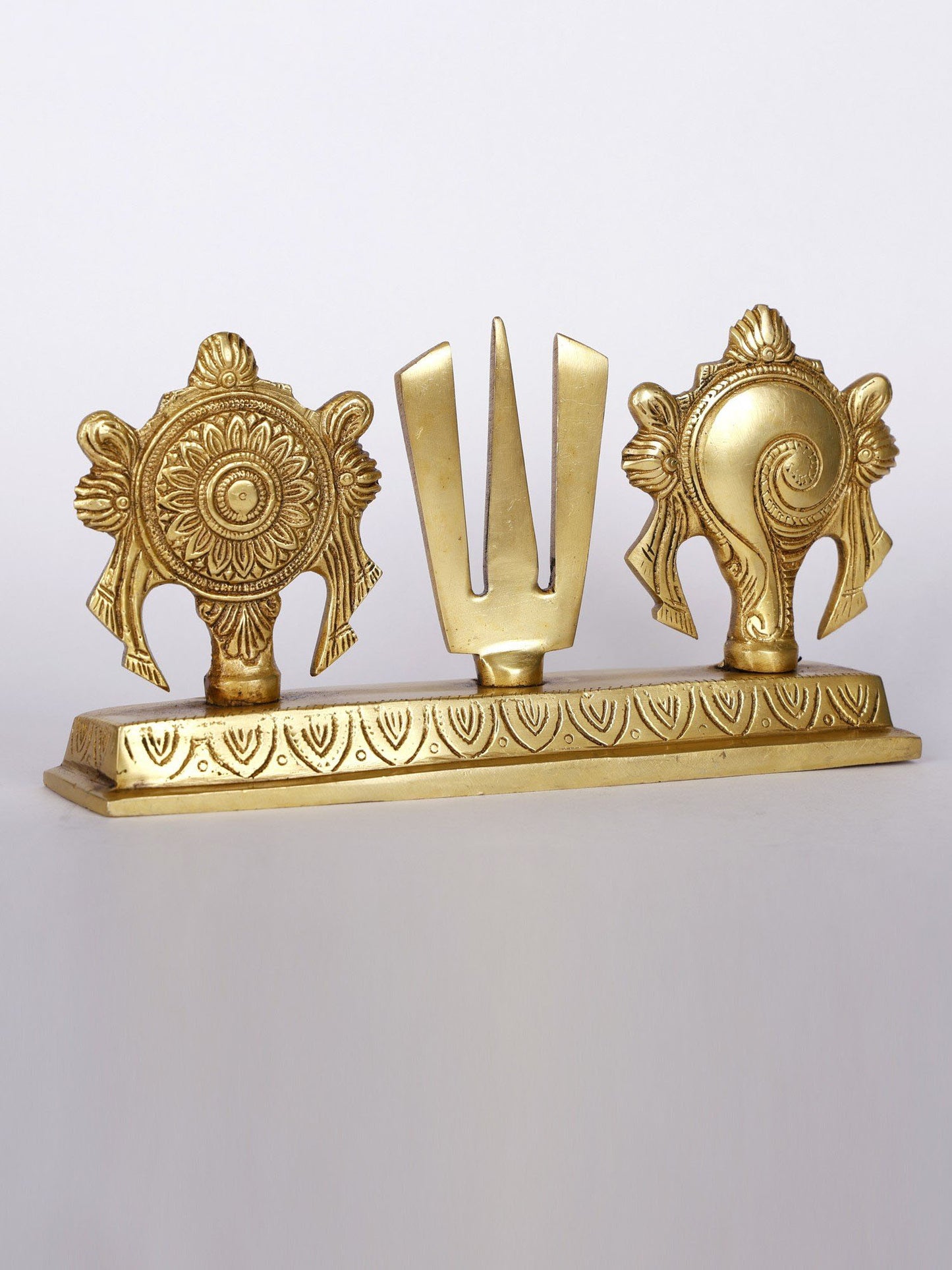 9" Vaishnava Symbols In Brass | Handmade Symbols | Brass Sculpture