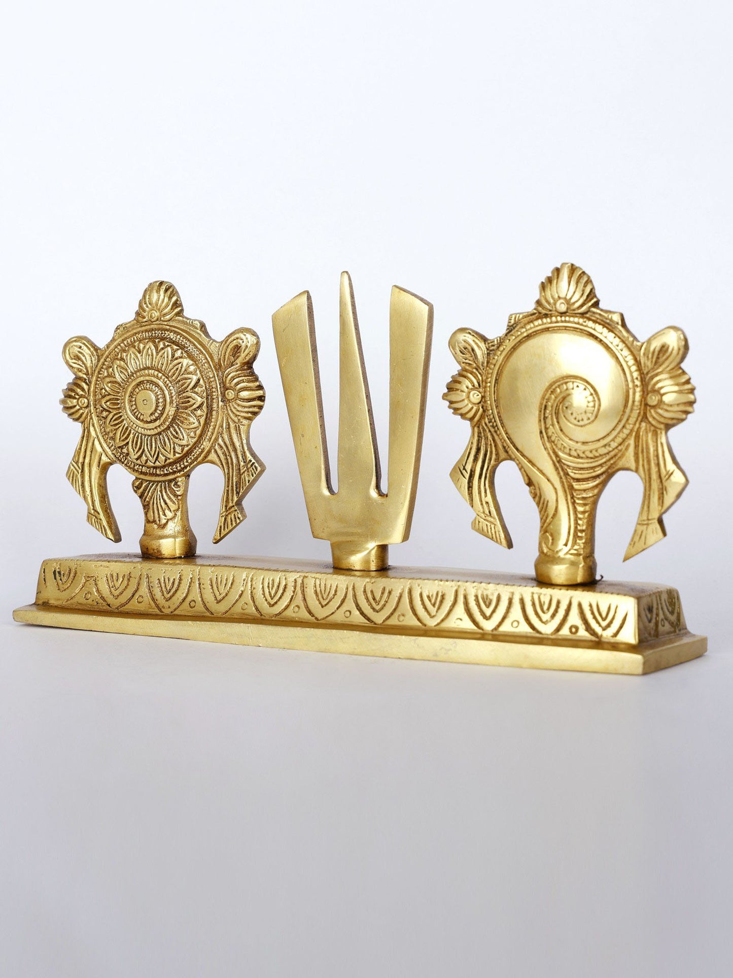 9" Vaishnava Symbols In Brass | Handmade Symbols | Brass Sculpture