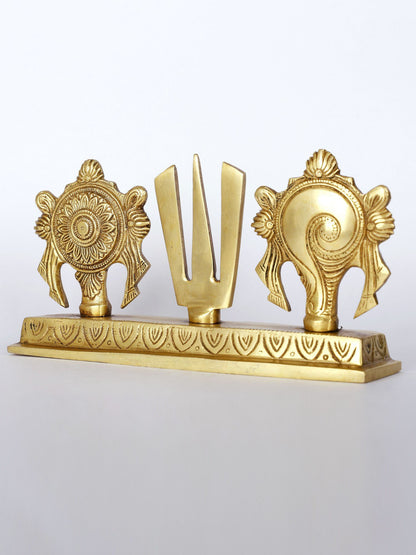 9" Vaishnava Symbols In Brass | Handmade Symbols | Brass Sculpture