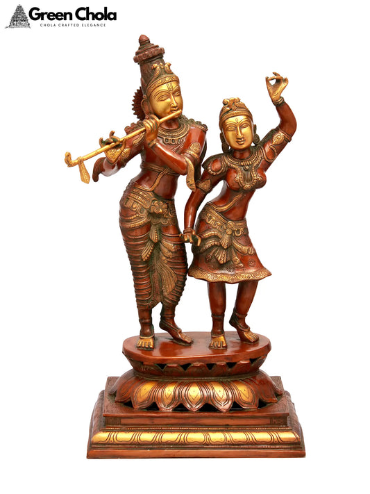 23-inch Radha Krishna Handcrafted Brass Statue