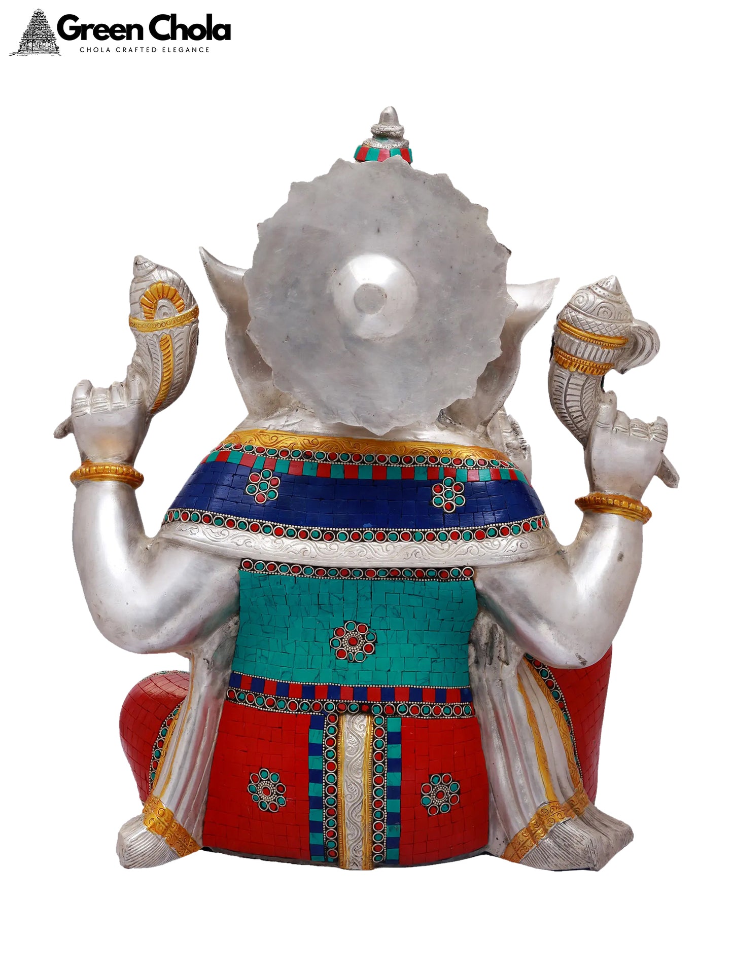 20-inch Inlay Ganesha Brass Statue | Home Temple Idol