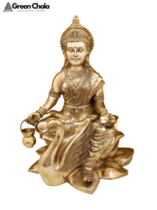 26-Inch Goddess Gayatri Devi Brass Sculpture