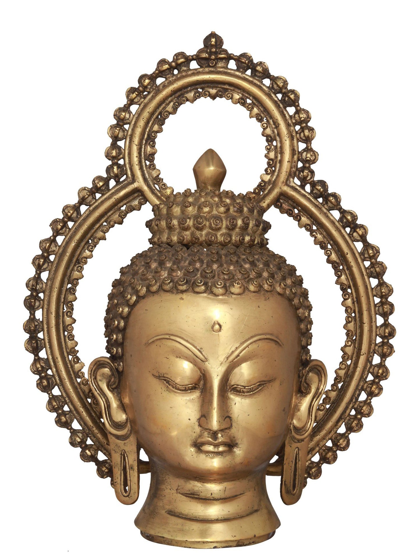 10" Buddha Head From Nepal - Tibetan Buddha In Brass | Handmade | Brass Statue