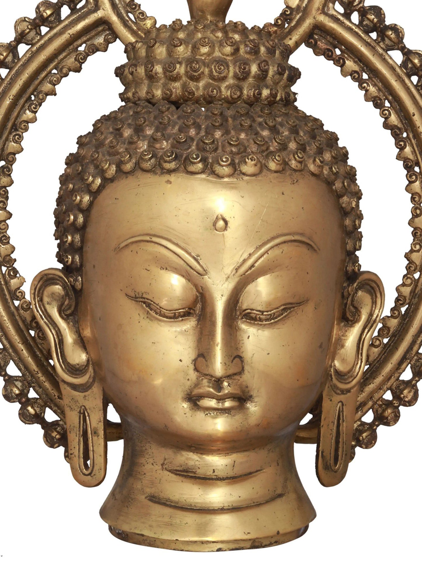 10" Buddha Head From Nepal - Tibetan Buddha In Brass | Handmade | Brass Statue