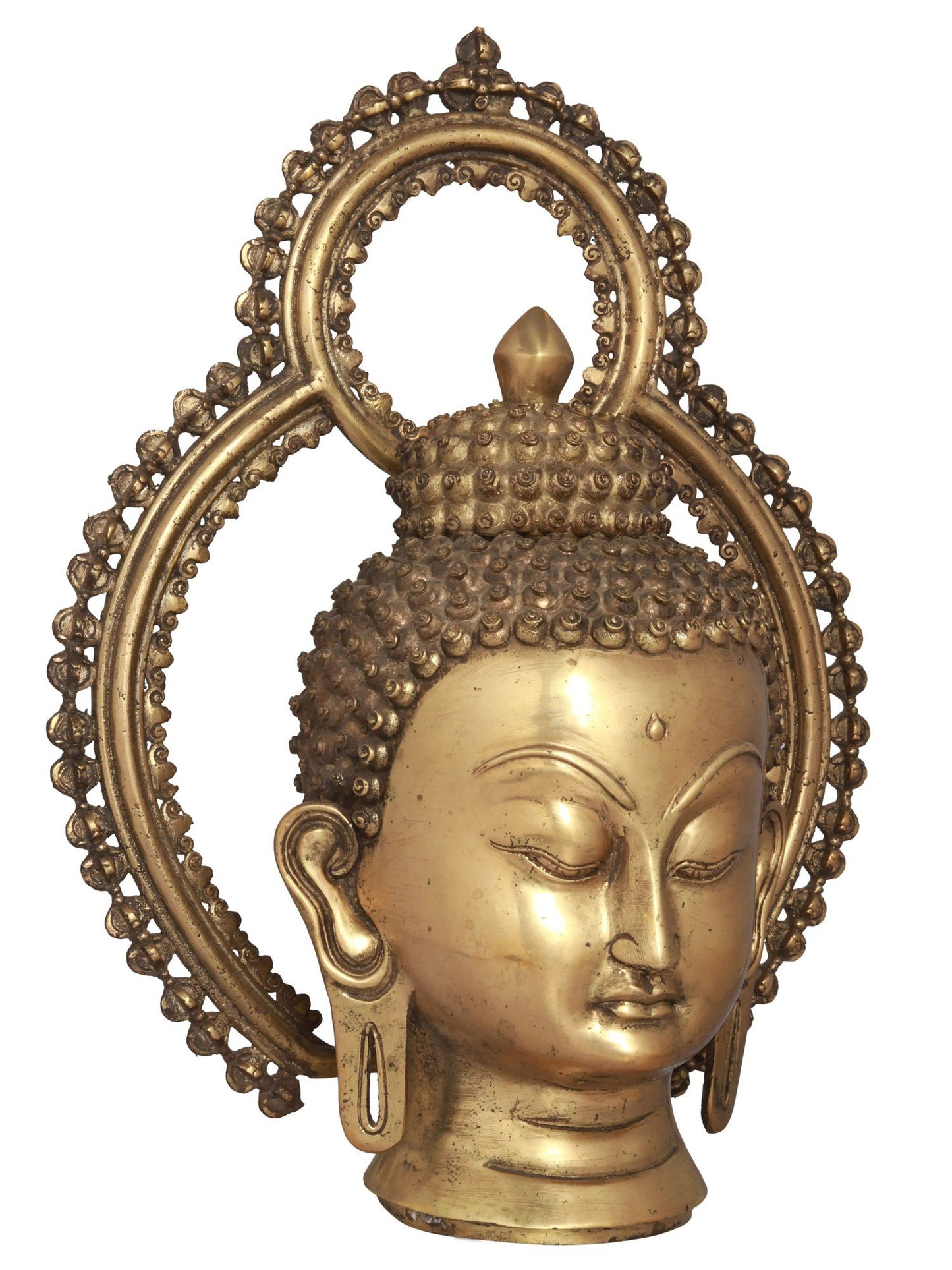 10" Buddha Head From Nepal - Tibetan Buddha In Brass | Handmade | Brass Statue