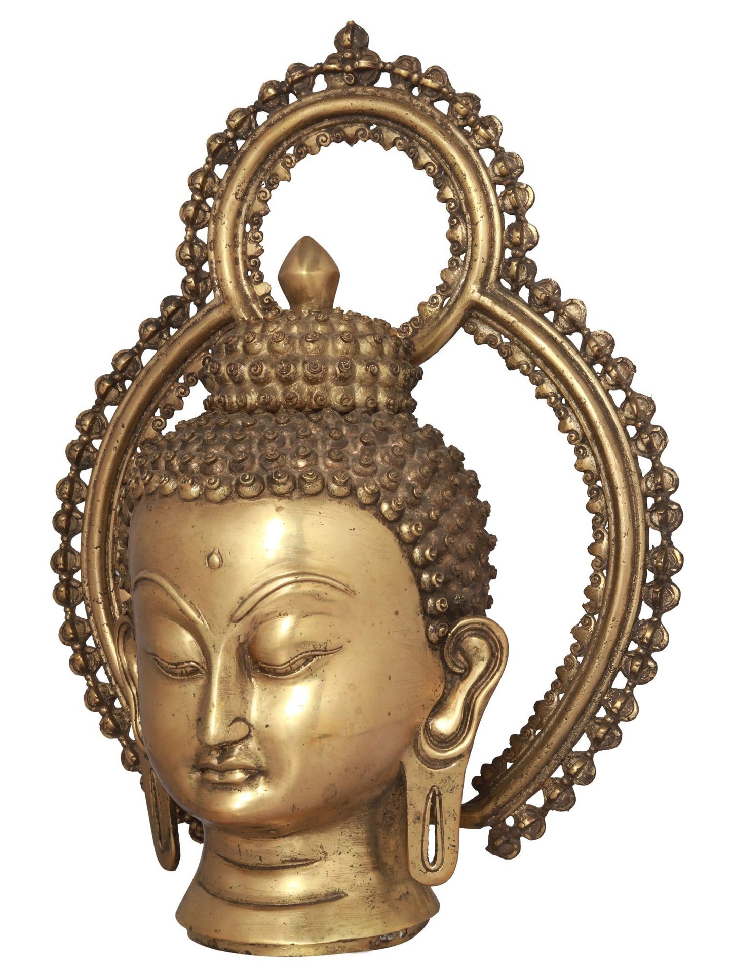 10" Buddha Head From Nepal - Tibetan Buddha In Brass | Handmade | Brass Statue