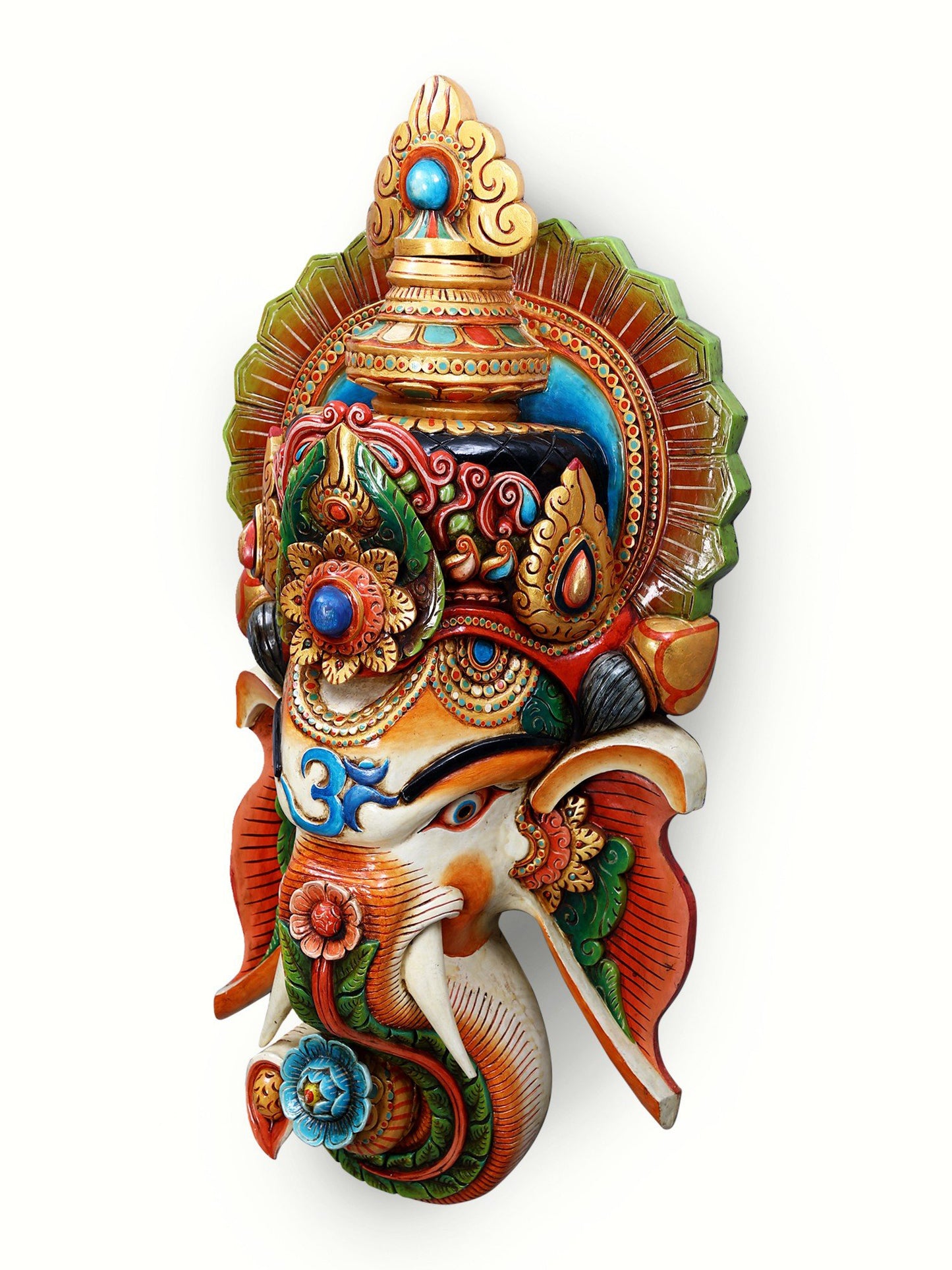 45" Superlarge Wooden Lord Ganesha Mask | Wall Hanging | Wall Decor Sculpture