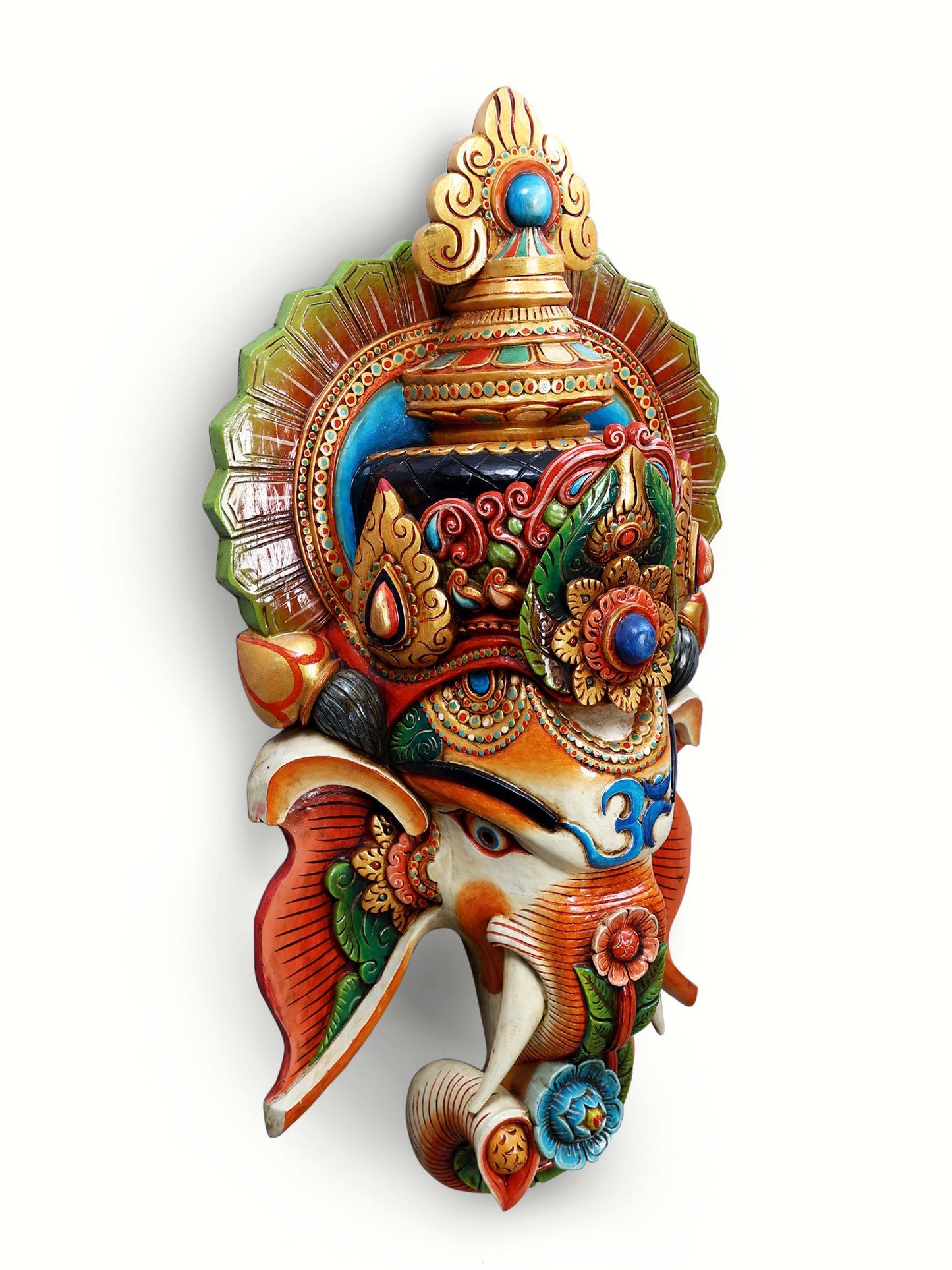 45" Superlarge Wooden Lord Ganesha Mask | Wall Hanging | Wall Decor Sculpture