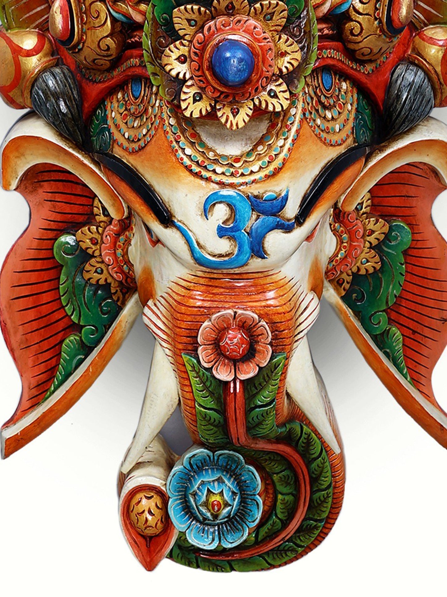 45" Superlarge Wooden Lord Ganesha Mask | Wall Hanging | Wall Decor Sculpture