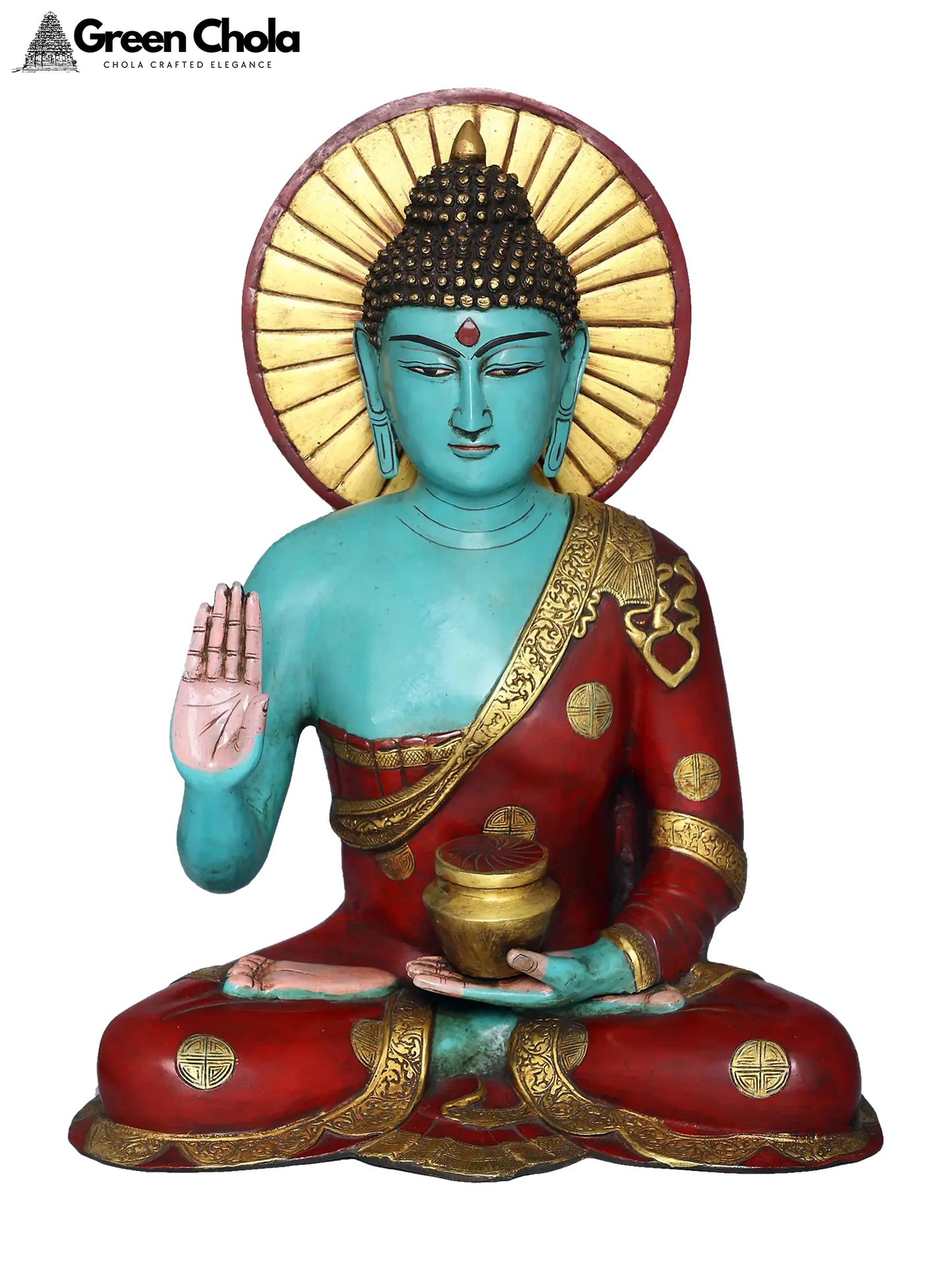 Brass Gautama Buddha Idol in Abhaya Mudra - Peaceful Spiritual Statue