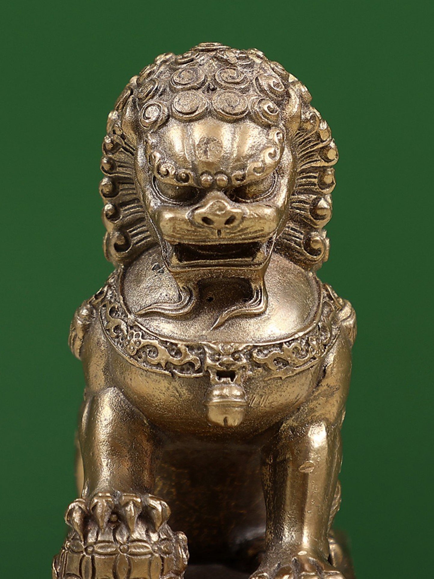 4" Small Bronze Chinese Guardian Lion Statue | Handmade Idol | Bronze Decor Statue